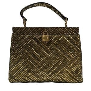 *B52 MICHAEL KORS Metallic Kristen Satchel Gold 8"Hx10"Wx4.5"D